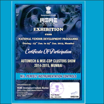 Perfect Instrumentation Controls participation certificate